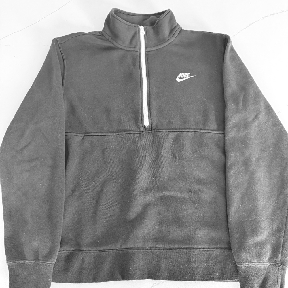 Mens Nike Club Fleece Half Zip Sweatshirt Medium Black Pullover Mock Neck Sporty